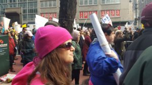 Photo of Amanda Pizzuti and Mike Corbett in the Women's March on New York City