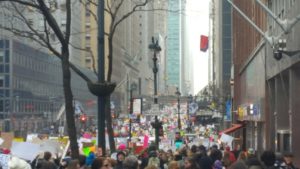 Photo of thousands of protesters along 42nd Street