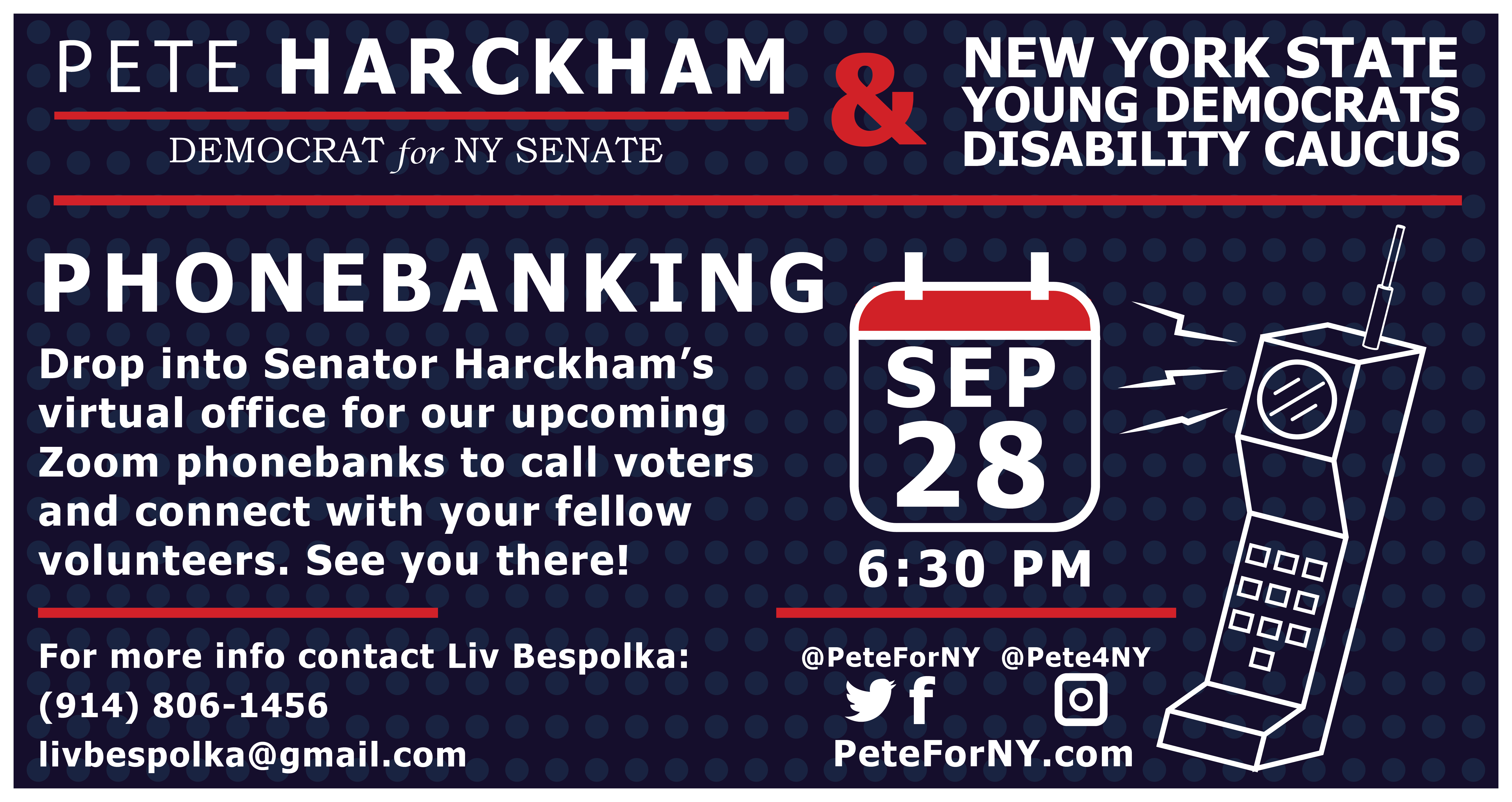 Disability Issues Caucus Phonebank for Sen. Pete Harckham